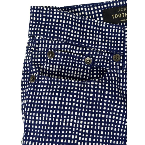 J. Crew Toothpick Straight Leg Pants Blue White Checkered Print Mid Rise 25 - Picture 5 of 13